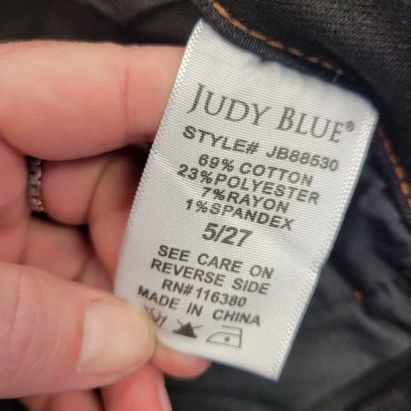 Judy Blue High Waisted Destroyed Hem Cropped Straight Leg Jeans - Picture 4 of 8